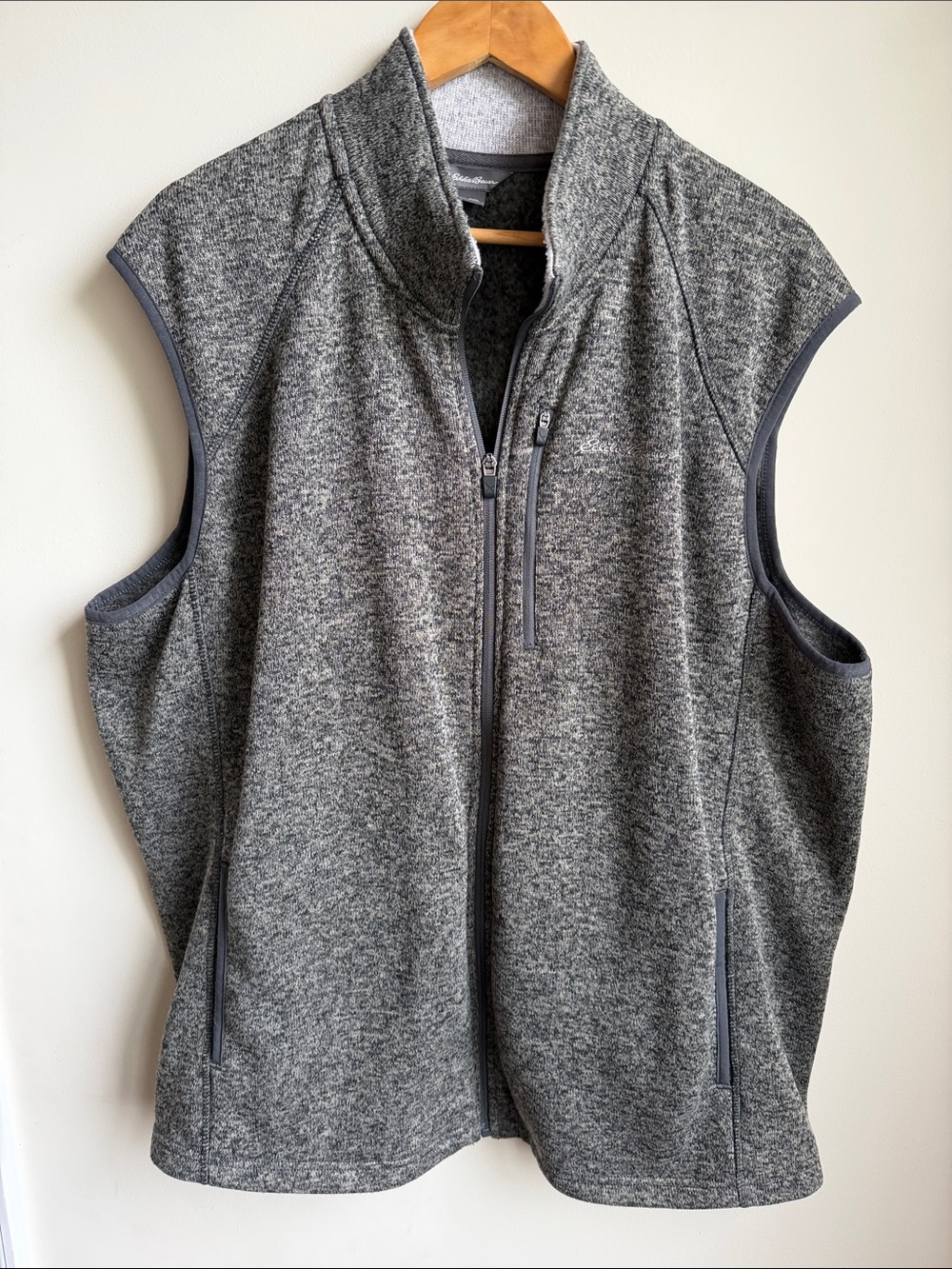 Eddie Bauer Knit Full Zipper Vest Pockets Mock Neck Mens 2XL